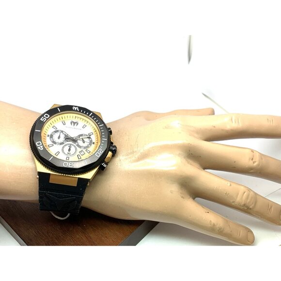Technomarine Men's Watch TM-222081 Chronograph Quartz Gold Black Rubber Strap - Picture 5 of 15